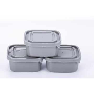 3PK quadrado recipiente de alimentos lancheira de plástico 3 pcs